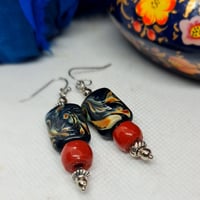 Image 1 of A Bit Boho Ceramic Bead and Silver Earrings (BB004)