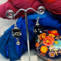 Image 3 of A Bit Boho Ceramic Bead and Silver Earrings  (BB005)