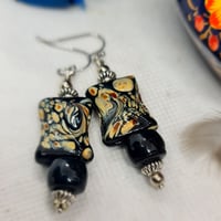 Image 1 of A Bit Boho Ceramic Bead and Silver Earrings (BB006)