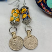 Image 2 of A Bit Boho African Bead & Coin Drop Earrings (BB009)