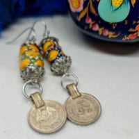 Image 3 of A Bit Boho African Bead & Coin Drop Earrings (BB009)