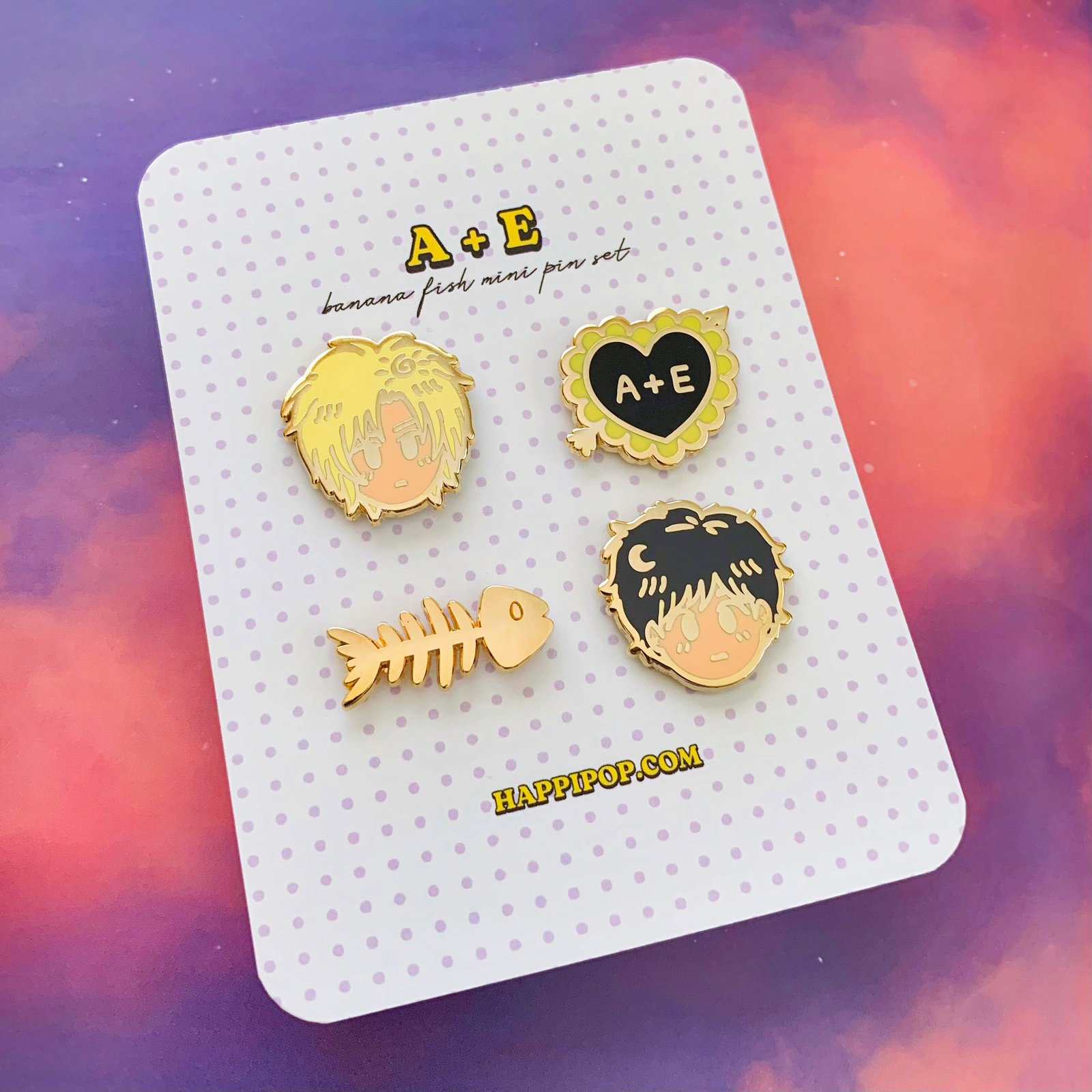 BANANAFISH ピンズセット A + E Mini Pin Set | Banana Fish Enamel Pins | HAPPIPOP