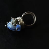 Image 3 of Dancing in blue silver gemstone wrap ring