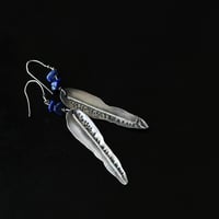 Image 2 of Blue leaves in silver and lapis lazuli earrings