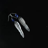 Image 1 of Blue leaves in silver and lapis lazuli earrings