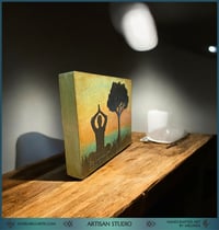 Image 4 of "Serene Harmony" - Hand-Painted Wooden Decoration┃Rustic Wooden Wall Art