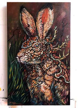 Image of 'Armoured Hare' Original oil painting on canvas 