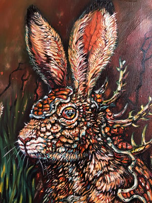 Image of 'Armoured Hare' Original oil painting on canvas 