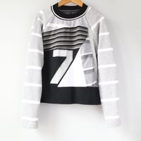 Image 2 of stripes gray 7 seven 7th 7/8 seventh birthday bday courtneycourtney raglan longsleeve top tee shirt