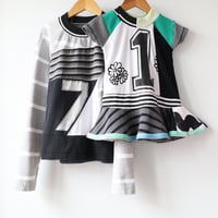 Image 3 of stripes gray 7 seven 7th 7/8 seventh birthday bday courtneycourtney raglan longsleeve top tee shirt