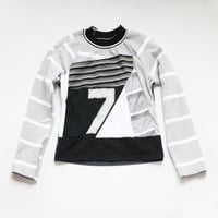 Image 1 of stripes gray 7 seven 7th 7/8 seventh birthday bday courtneycourtney raglan longsleeve top tee shirt
