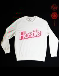 Image 2 of HOSTILE white oversized unisex crew neck