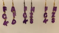 Image 3 of letter statement earrings (fck nzs, 161, 1312, 420, acab, equality)