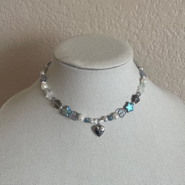 'blue locket' necklace