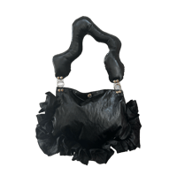 Image 1 of Black Puffy Wiggle Ruffle Bag