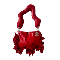 Image 1 of Red Puffy Wiggle Ruffle Bag