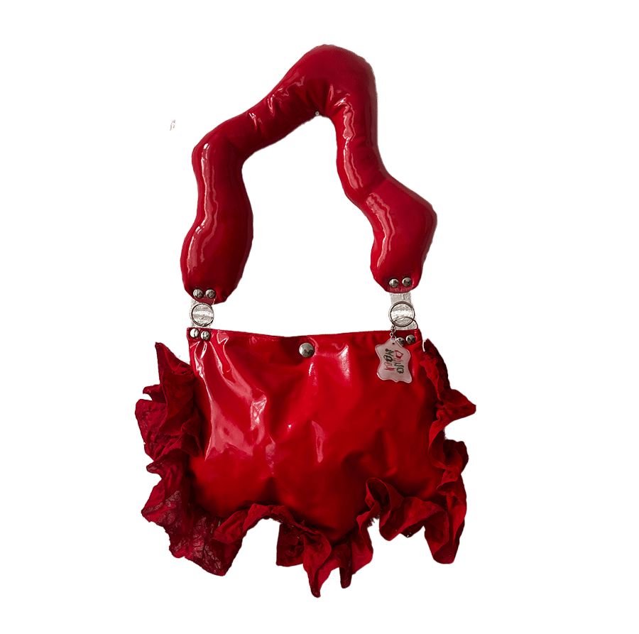 Image of Red Puffy Wiggle Ruffle Bag