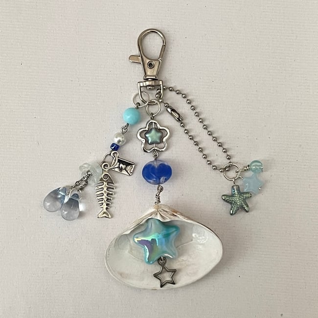 blue star seashell keychain