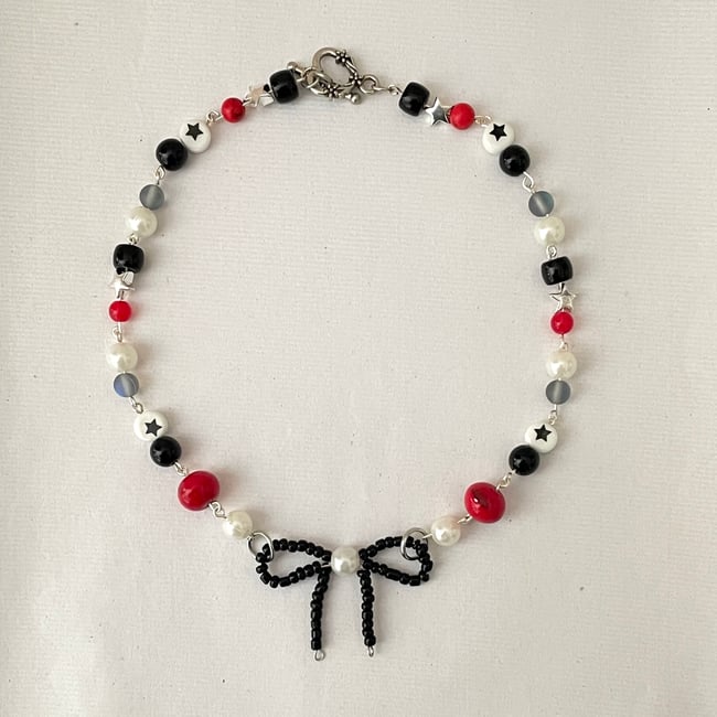 kiki black bow necklace