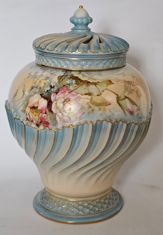 Image of Royal Worcester Rose Jar and Covers