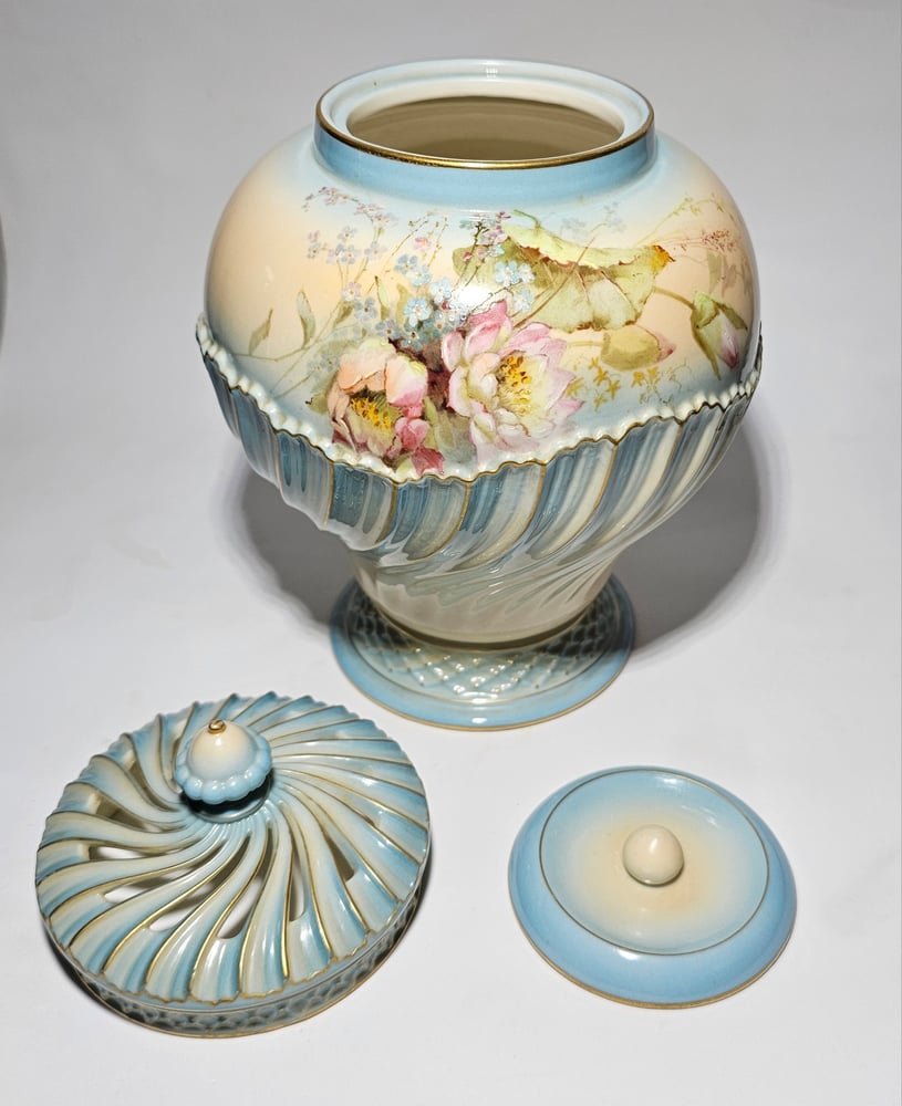 Image of Royal Worcester Rose Jar and Covers