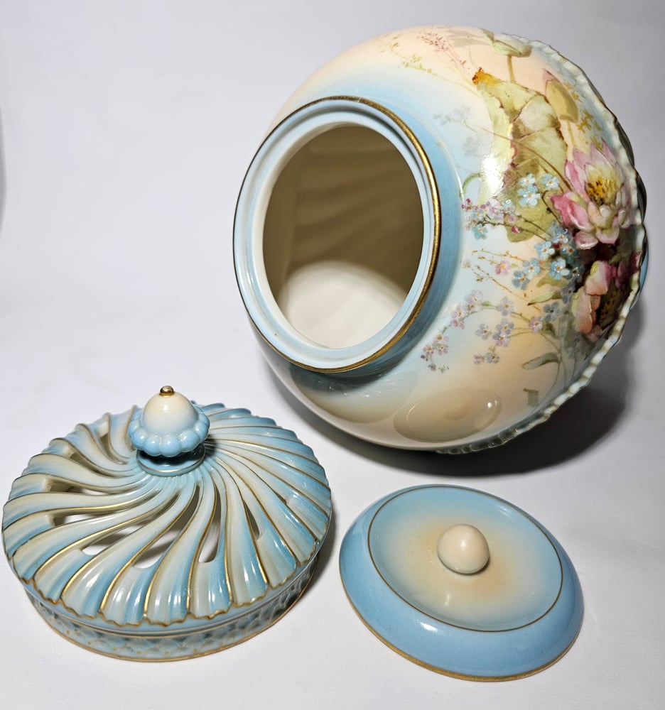 Image of Royal Worcester Rose Jar and Covers