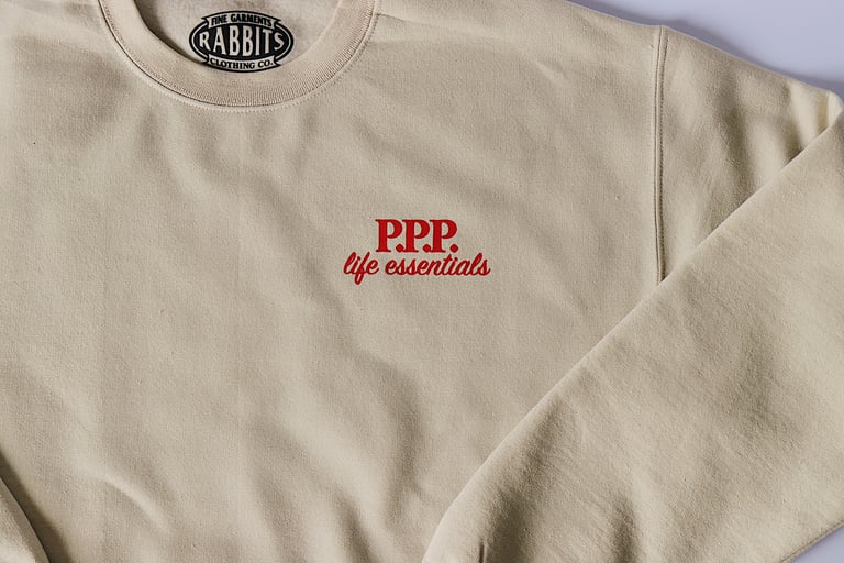 Rabbitman's, 'PPP' Crewneck Sweatshirt (Sand) Image 3