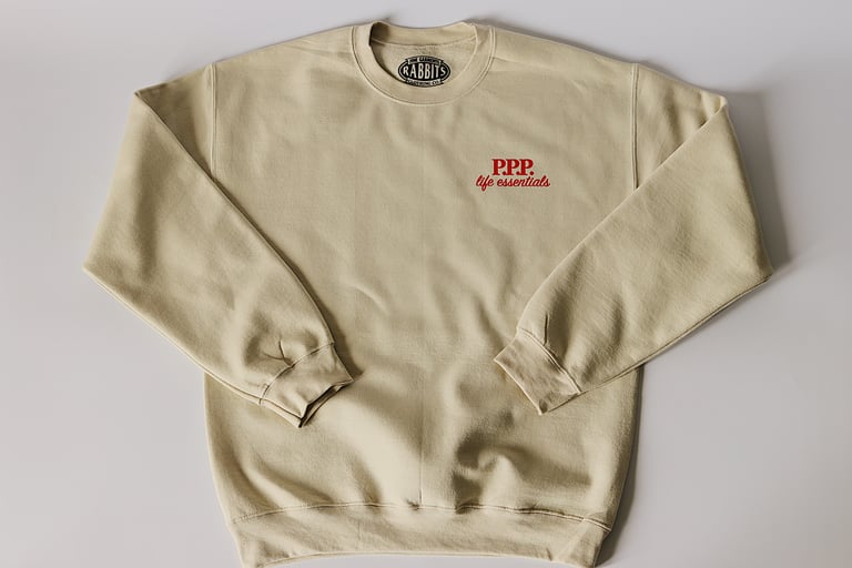 Rabbitman's, 'PPP' Crewneck Sweatshirt (Sand) Image 2