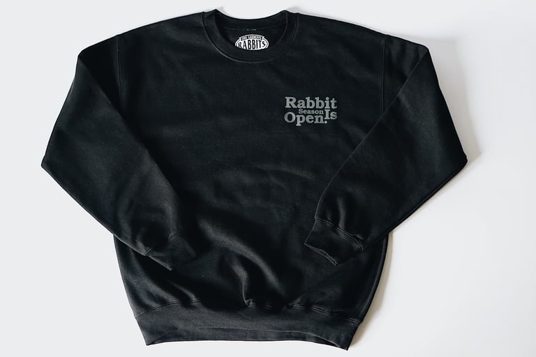 Rabbitman's, 'RABBIT NAMES' Crewneck Sweatshirt (Black) Image 2