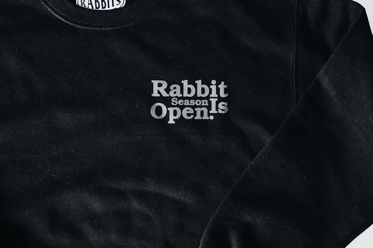 Rabbitman's, 'RABBIT NAMES' Crewneck Sweatshirt (Black) Image 3