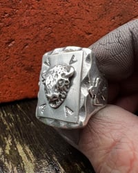 Image 4 of WL&A Handmade Heavy Layered Buffalo & Thunderbird Signet