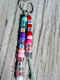 Image 3 of Colorful beaded keychain charm with LOVE letters 