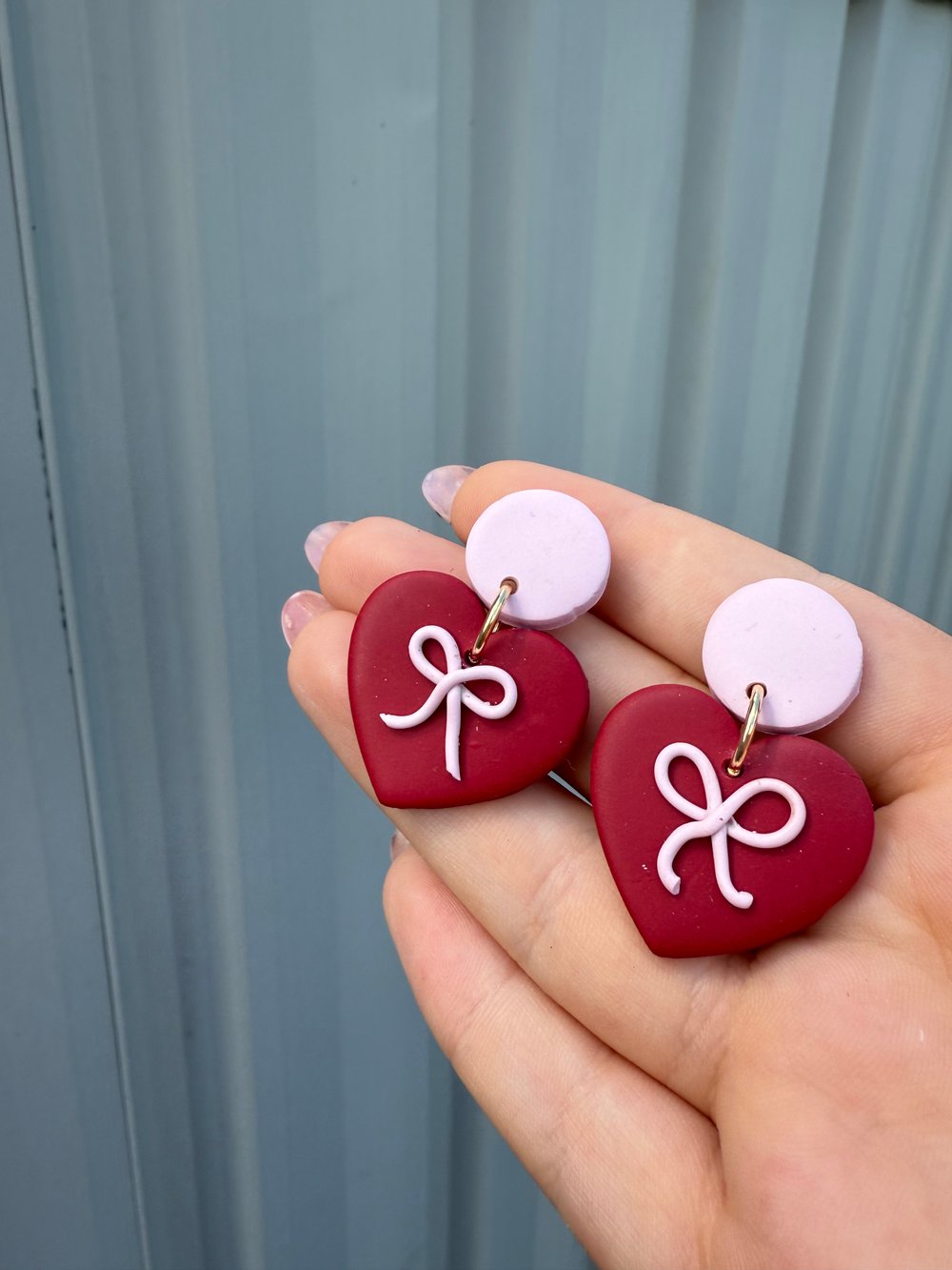 Image of Red & Pink Bow Dangles