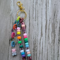 Image 2 of Colorful beaded purse charm with gold clip