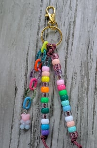 Image 1 of Colorful beaded purse charm with gold clip