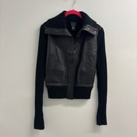 Image 4 of knit + leather jacket