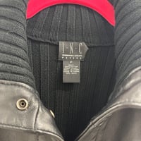 Image 5 of knit + leather jacket