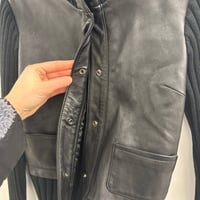 Image 6 of knit + leather jacket