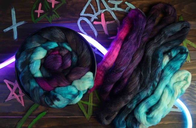 Hextech vs. Shimmer Combed Top - 85/15 Polwarth and Silk