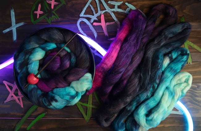 Hextech vs. Shimmer Combed Top - 85/15 Polwarth and Silk