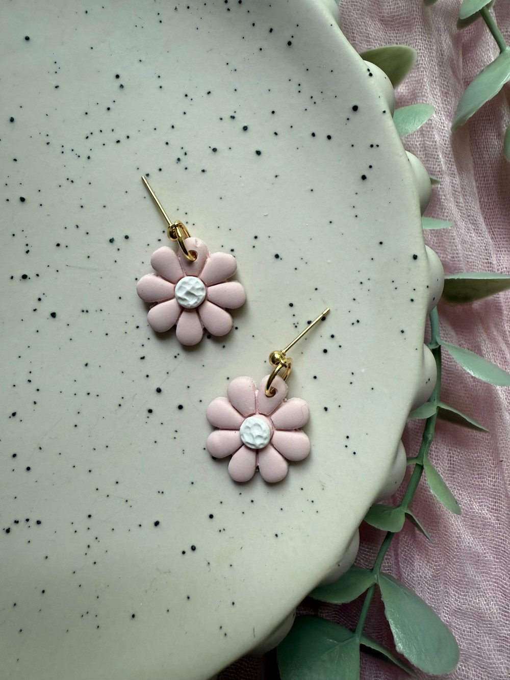 Image of Baby Pink Daisy Dangles