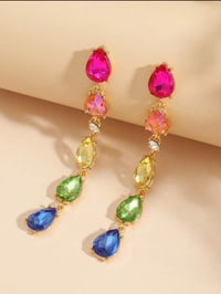 Image 2 of Multicolor Teardrop Necklace & Earrings Set