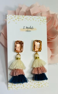 Image 5 of Mini Tiered Tassel w Rose Gold Gem Square Post