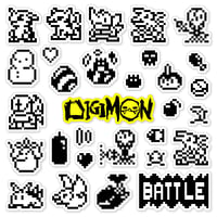 Image 1 of Digimon Original Virtual Pet 1997 Version 2 Sticker Set (30 Pieces)