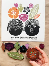 Image 2 of Love Blossoms (version 1) • Linocut Print