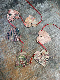 Image 1 of Hand Marbled Wooden HEART Garland - No.2