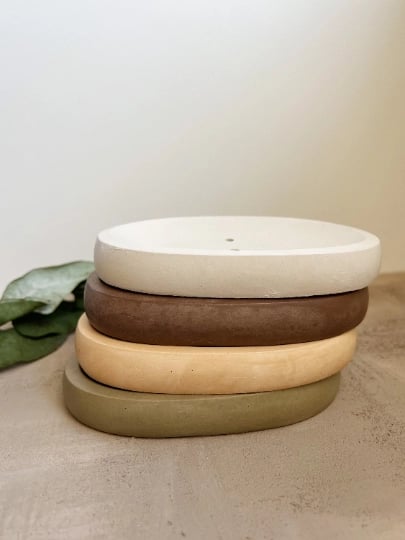 Image of Concrete oval soap dish