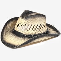 Image 1 of Straw Braid Bead Strap Cowboy Hat
