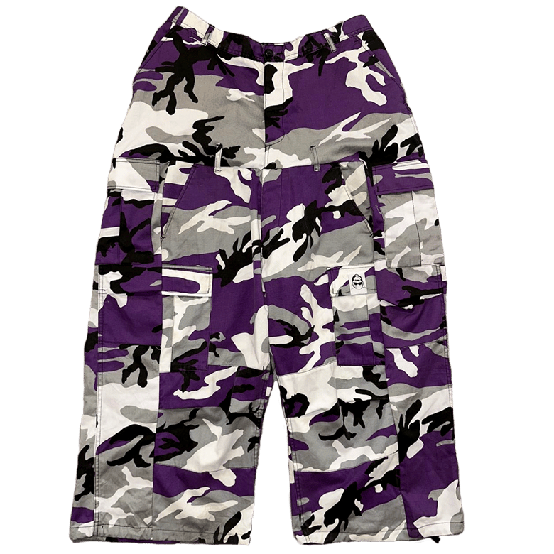 Image of THE FEAR GENERATION WIDE MILITARY CARGO DOUBLE PANT PURPLE