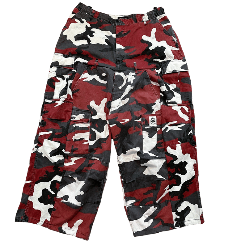 Image of THE FEAR GENERATION WIDE MILITARY CARGO DOUBLE PANT RED